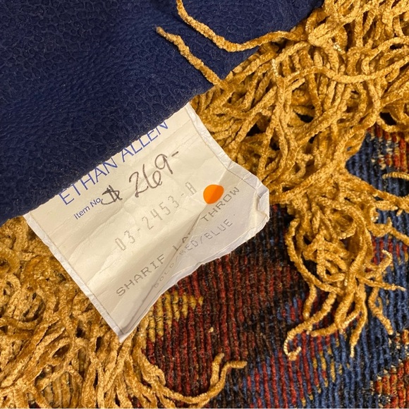 Vintage Ethan Allen Sharif Lap Throw Heavyweight MCM Southwestern Log Cabin - Picture 5 of 7